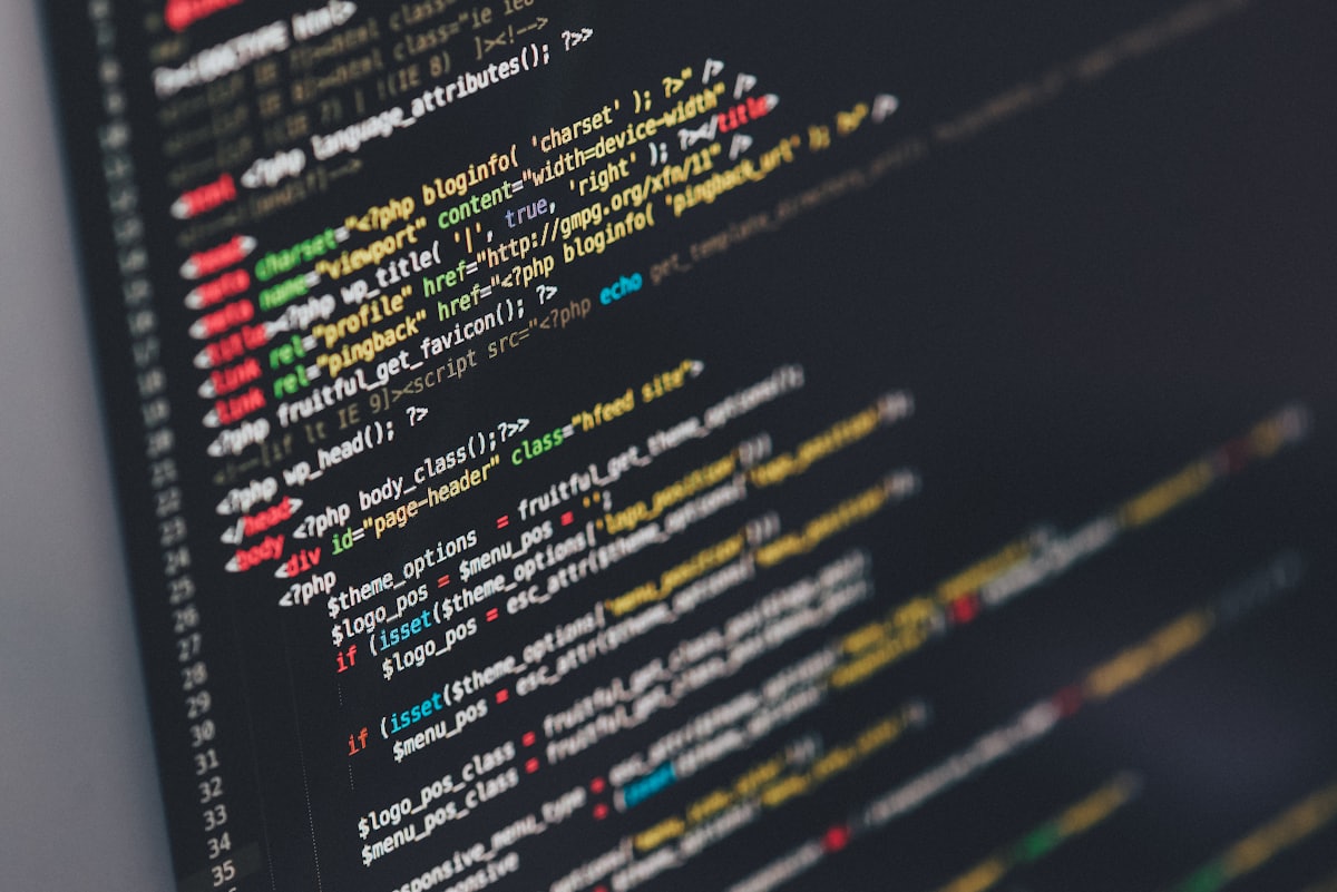Código em um editor de texto